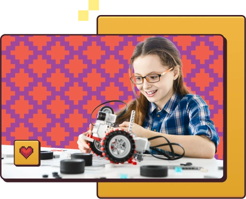 Menina com lego motorizado